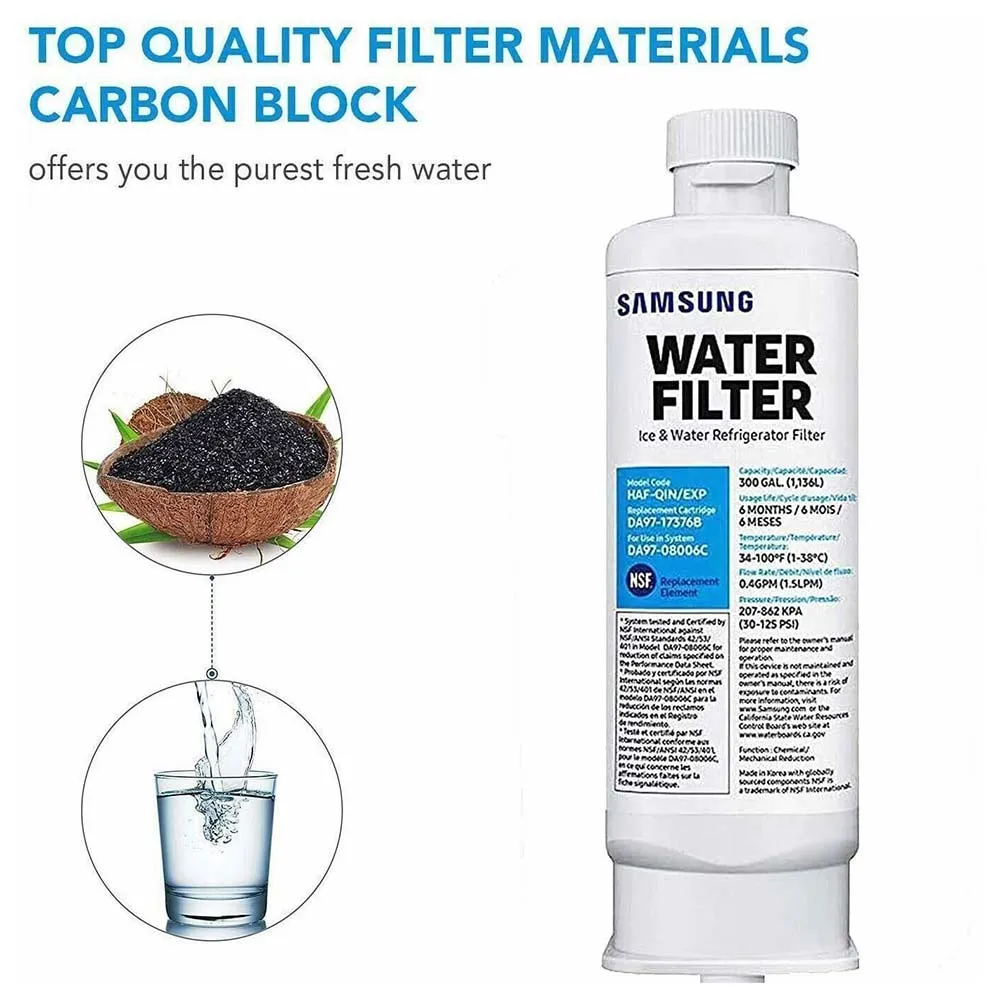 DA97-17376B HAF-QIN/EXP Ice Water Filter Replacement Compatible with Samsung Refrigerators - Image 2